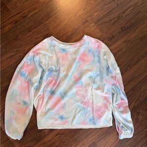 Very soft tie die cropped crew neck